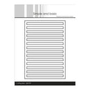 A black and white paper template sheet with the title 'Simple and basic' at the top, featuring a large rectangular outline with horizontal slots and a black bar at the bottom labeled 'Cutting dies - SB20709'.