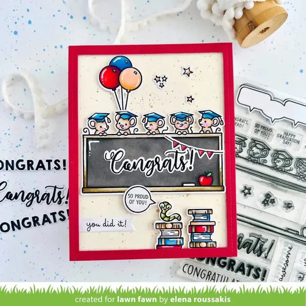 Lawn Fawn Clear Stamp Set - Simply Celebrate Graduation