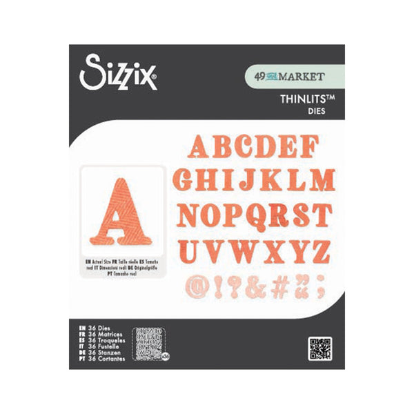 Sizzix Thinlits Die Set 36/Pkg by 49 & Market - Lino Type Revival