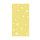 A rectangular yellow card or sheet featuring a scattered pattern of layered paper stars in pale yellow, shown against a plain white background.