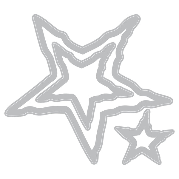 Two gray metal star-shaped die cutters, one large and one small, shown on a plain white background.