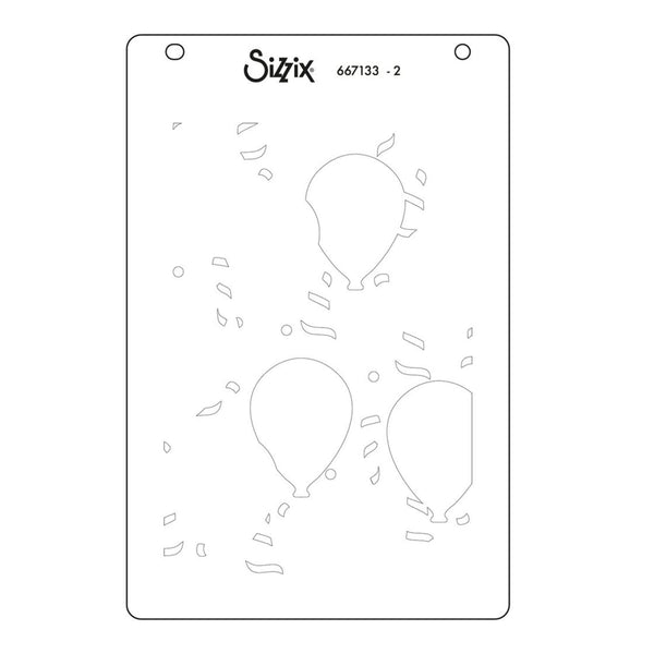 Sizzix die cut template with balloon shapes on a white background