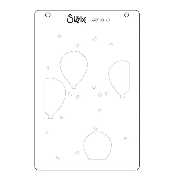 Sizzix die cut template with balloon shapes on a white background