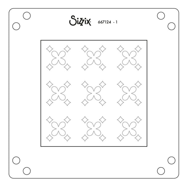 Sizzix die cut template with geometric pattern on a white background