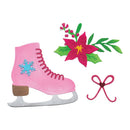 Pink ice skate with decorative elements on a white background