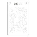 Sizzix die cut sheet with flower shapes on a white background