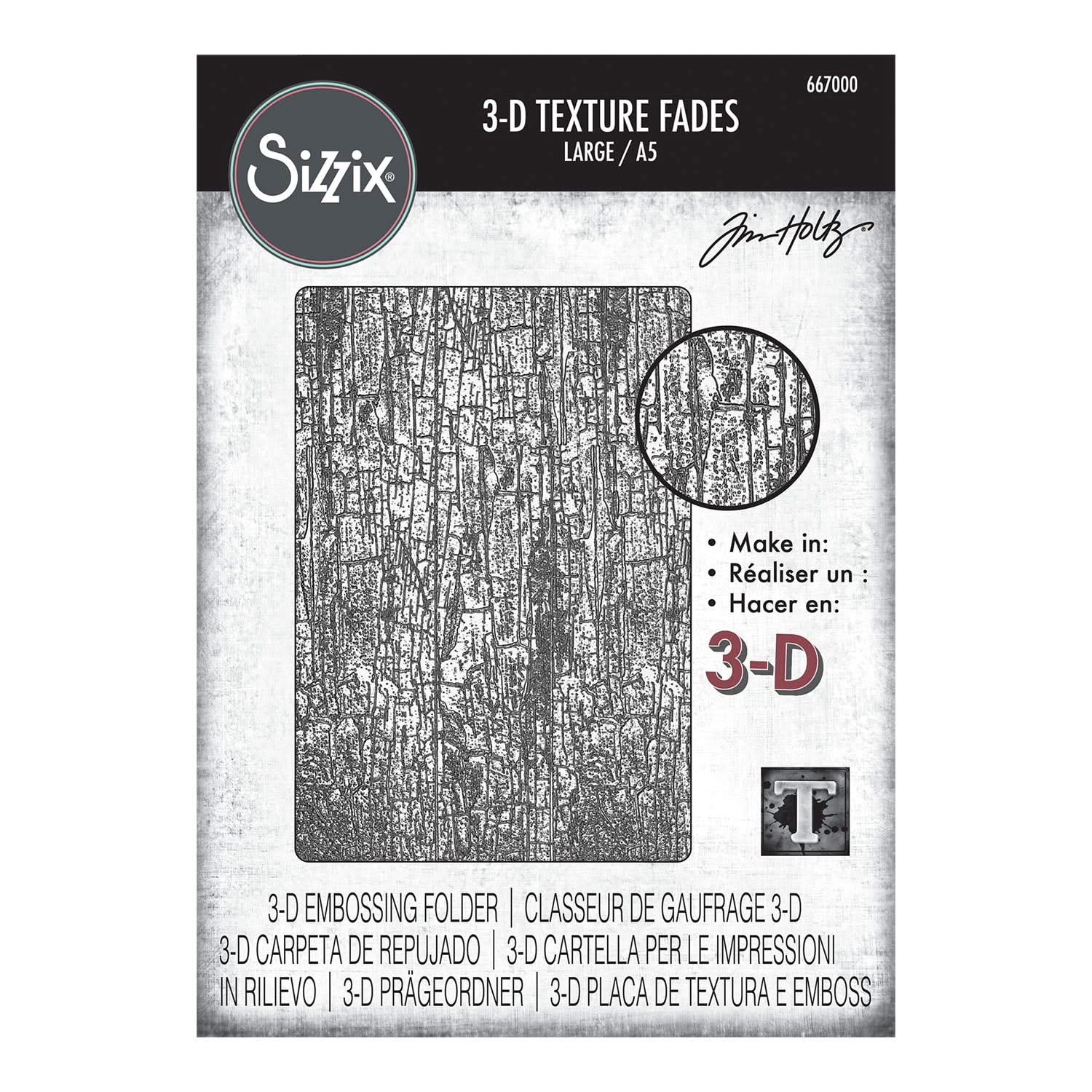 Sizzix 3-D Texture Fades Embossing Folder By Tim Holtz - Cracked Large ...