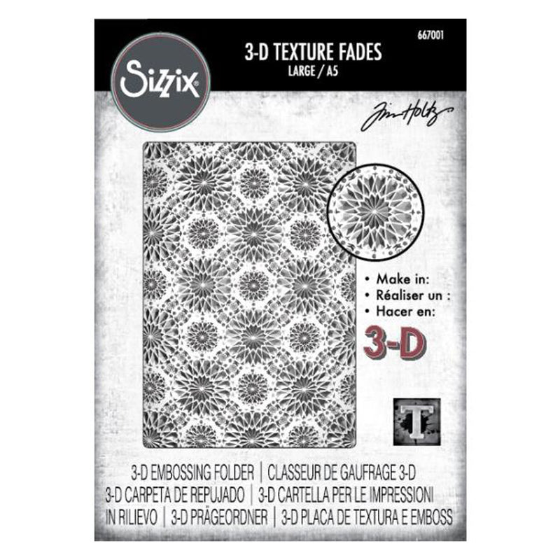 Sizzix 3D Texture Fades A5 Embossing Folder By Tim Holtz - Kaleidoscope