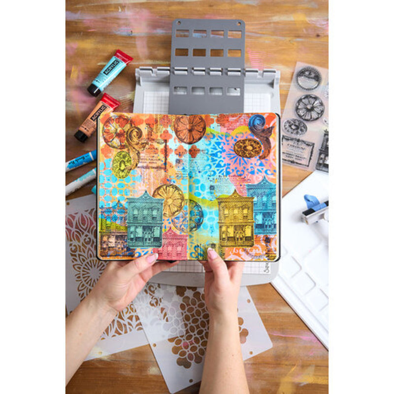 Sizzix Studio A5 Clear Stamp and Stencil Set By Mark Montano - Build It