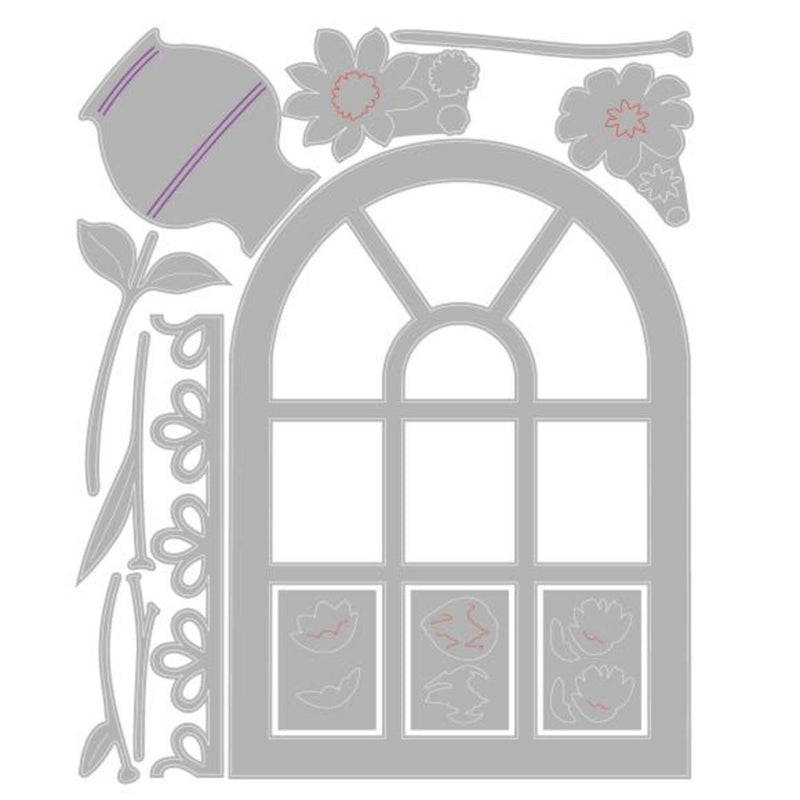 Sizzix Thinlits Die Set By Eileen Hull 13/Pkg - Windowsill Flowers and Vase