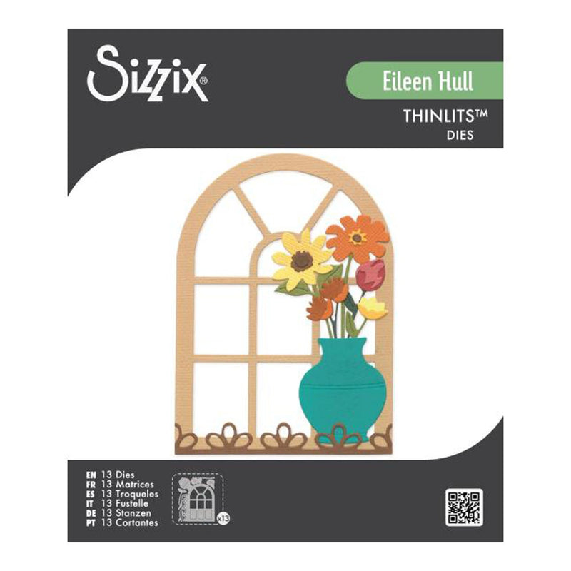 Sizzix Thinlits Die Set By Eileen Hull 13/Pkg - Windowsill Flowers and Vase