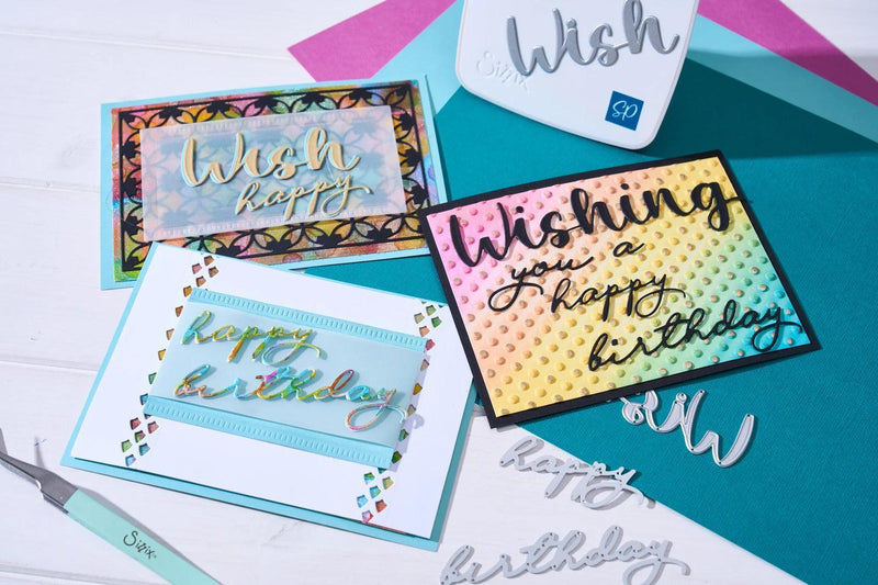 Sizzix Thinlits Die Set By Stacey Park 14/Pkg  - Take Two’s, Wish Sentiment