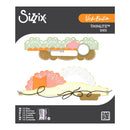 Sizix Vicki Bautin Thinlits Dies packaging showing two sets of decorative paper-cutting dies with pastel orange, pink, green, and white designs on a white background with dark gray header and footer panels.