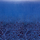 An abstract textured painting featuring a gradient of blue tones, transitioning from a smooth medium blue at the top to a highly detailed, dark navy and blue pattern at the bottom.