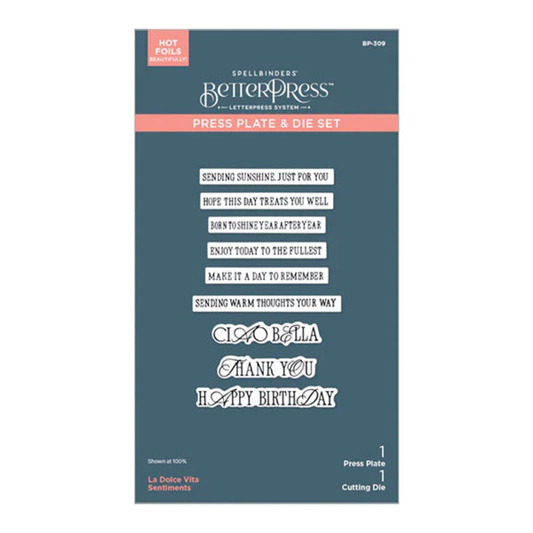 Spellbinders BetterPress La Dolce Vita Press Plate & Die - Sentiments