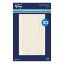Spellbinders 3D Embossing Folder by Susan Harvey in Natten Care fabric, shown in its retail packaging with a navy blue background and a clear window displaying the textured cream-colored folder.