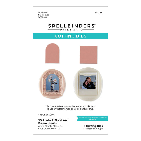 Spellbinders Paper Arts Cutting Dies product packaging, model S1-194, featuring two rectangular cutting dies in a dusty rose color, shown on a white background with product details and example images.