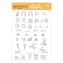 A clear stamping sheet from Beyond Stamping Studio featuring black line-art illustrations of faces, hands, legs, shoes, and small objects, with an orange header card labeled 'Beyond Stamping' and 'Custom Portrait