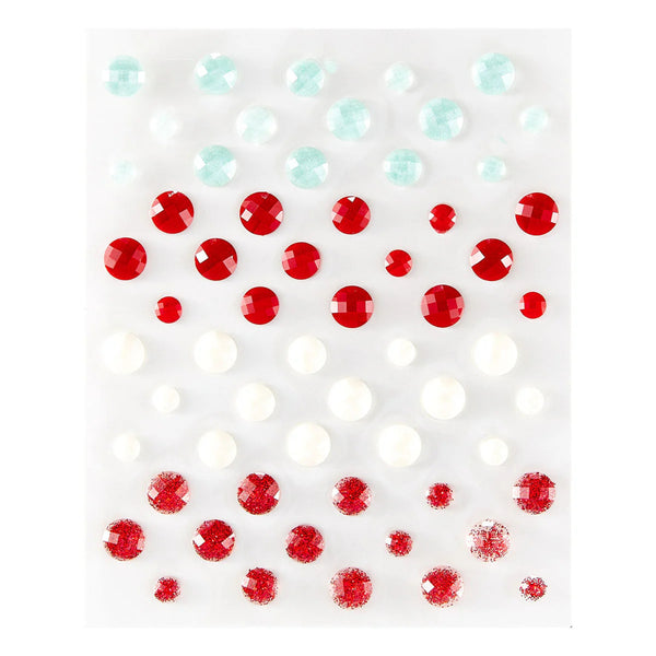 Red and white gemstones on a white background