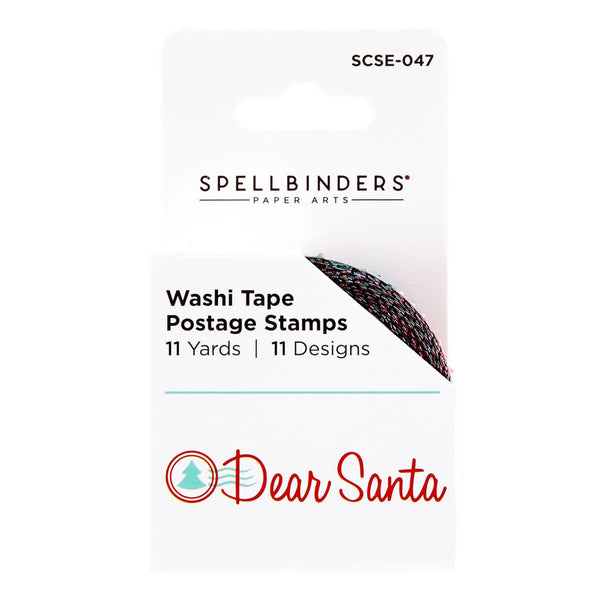 Spellbinders washi tape packaging with 'Dear Santa' design on a white background
