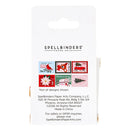 Packaging of Spellbinders paper arts with Christmas-themed stamps on a white background