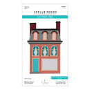 Spellbinders with Paperclay Cutting Dies package featuring a 3D model of a mansard roof house, showing the product packaging and illustration on a white background.