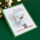 Christmas card with a bird and mouse illustration and 'Peace and Joy to you this Christmas' text.