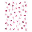 A repeating pattern of small six-pointed stars in light pink, medium pink, and dark magenta on a plain white background.
