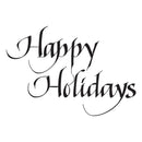 Black 'Happy Holidays' text on a white background