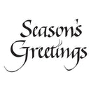 Black cursive script reading 'Season's Greetings' on a plain white background.