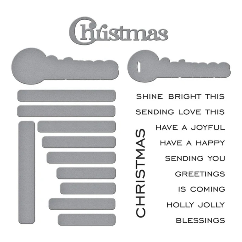 Spellbinders All About Christmas Stamp & Die Set by Lisa Horton - Christmas Sentiments
