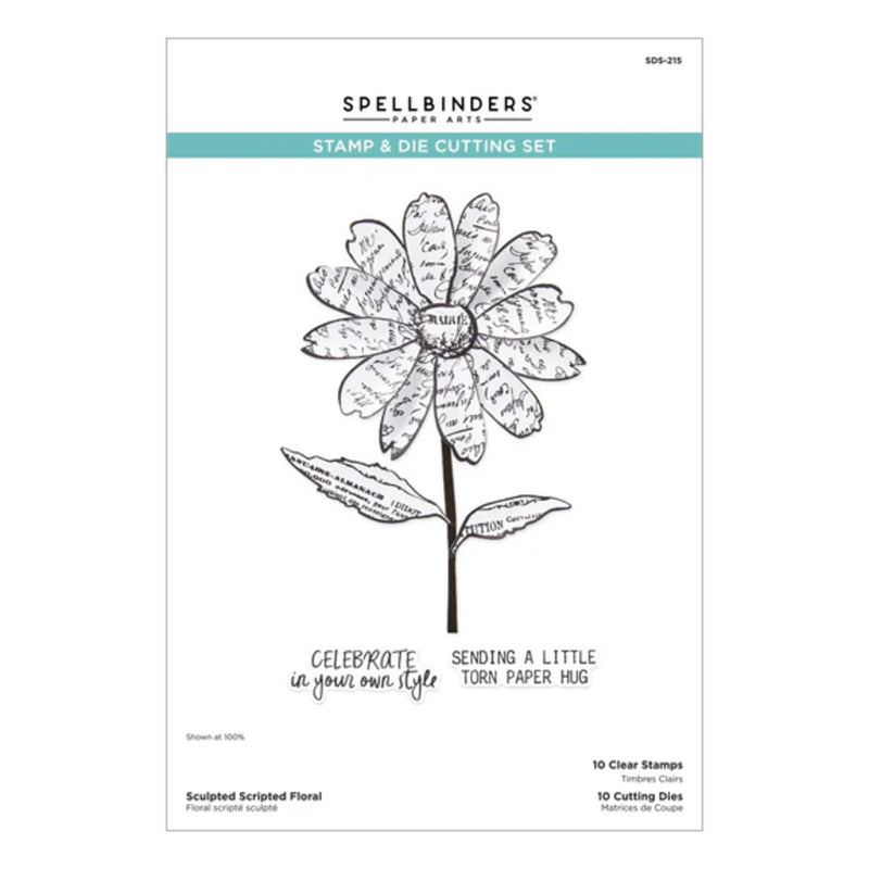 Spellbinders Beautifully Imperfect Clear Stamp & Die Set - Sculpted Scripted Floral