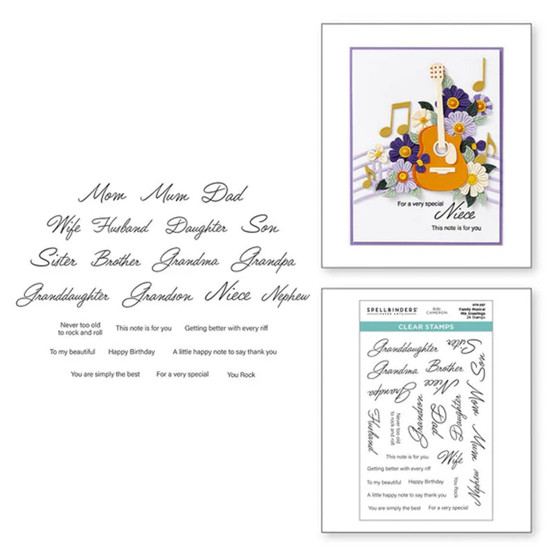 Spellbinders Bibi's Musical Notes Clear Stamp Set By Bibi Cameron - Family Musical Mix Greetings