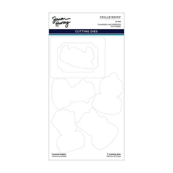 Spellbindery by Susan Hurley cutting dies sheet, featuring seven die-cut shapes for named nights tea time treats, cookies, and cupcakes, shown on a white background.
