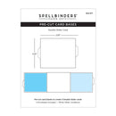 Spellbinders Paper Arts pre-cut card bases package insert for double slider cards, showing dimensions and blank card base templates on a white background.