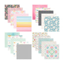 Collection of various patterned paper sheets on a white background