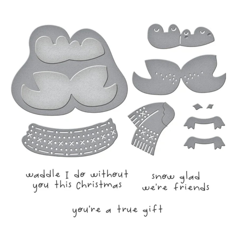 Spellbinders Merry Mischief Clear Stamp & Die Set - Cozy Waddles