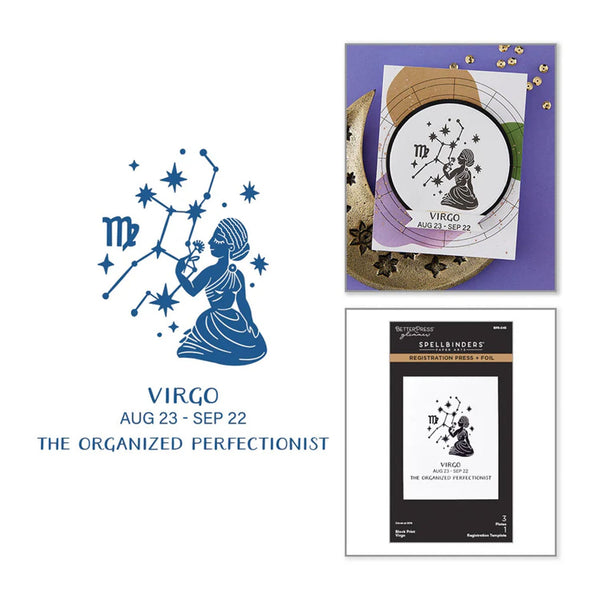 Virgo zodiac card with star sign illustration and descriptive text on a white background