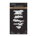 Spellbinders paper arts set with die-cut phrases on a black background