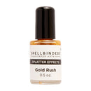 Spellbinders Paper Arts Splatter Effects Gold Rush pigment paint in a 0.5 oz clear bottle with a black cap and white label, shown on a white background.