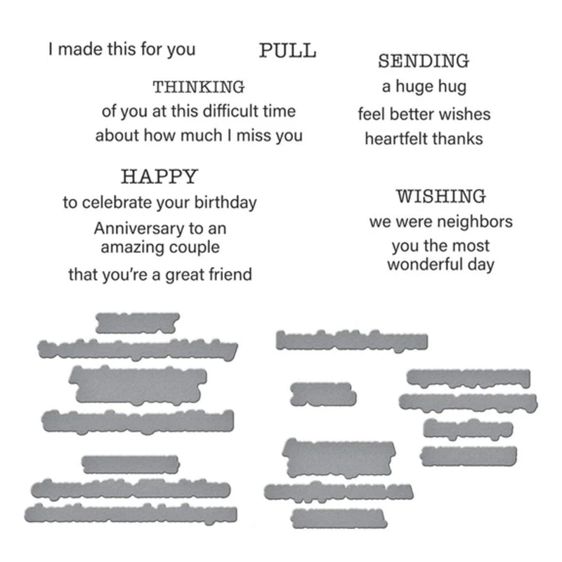 Spellbinders Tabbed Classics Clear Stamp & Die Set by Wendy Vecchi - In & Out Sentiments