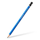Blue Staedtler pencil on a white background