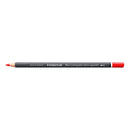 A Staedtler Mary Lumograph colour aquarell drawing pencil in red, shown horizontally against a plain white background.