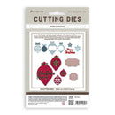Stamperia Merry Christmas Cutting Dies package containing 12 dies for crafting holiday masterpieces, featuring red, blue, and beige Christmas ornaments, snowflakes, and labels.