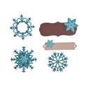 Decorative elements with snowflake designs on a white background