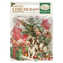 Packaging of Stamperia Christmas adhesive ephemera with Santa Claus, child, and dog.