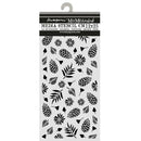 Stampers Mix Media Art CM12x25 Media Stencil package, featuring a clear plastic stencil sheet with black pinecones, leaves, and floral motifs on a white background.
