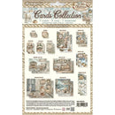 A flat lay of a craft paper sheet labeled 'It's Merry Christmas Cards Collection' showing multiple printed card designs, tags, and a bookmark layout on a white background.