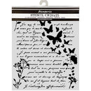 Stamperia Cut Laser Stencil 7.9" x 9.8" - Flowers, Letter & Butterflies Pattern