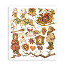 Collection of Christmas-themed illustrations including Santa Claus, reindeer, and winter elements on a white background.